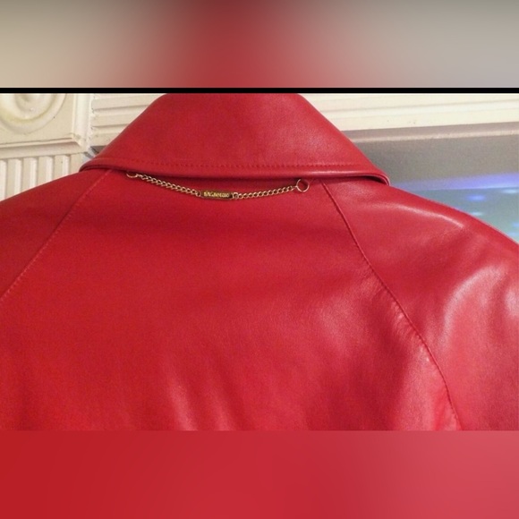 St. John Sport Genuine Leather Red Moto Jacket Women Sz XL - Picture 5 of 13